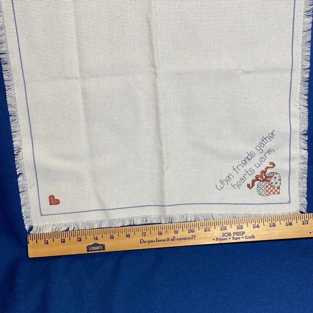 New Hand Embroidered Breadcloth with Friendship & Heart Design